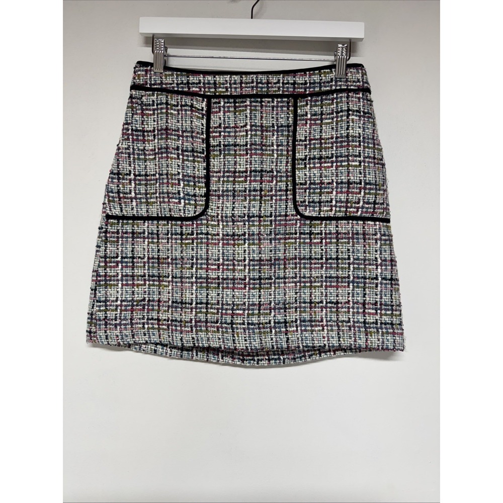 LOFT A line Mini Skirt Size 4 Womens Tweed Back Zip Multicolor